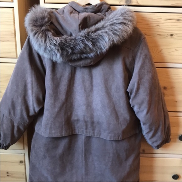 Bromley Sport Real Down Gray Brown Coat With Hood Size Medium Petite - Picture 6 of 9